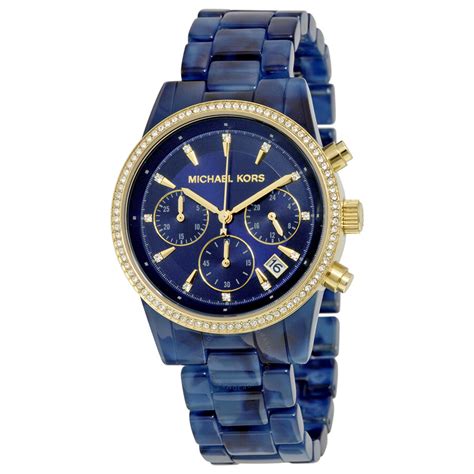 michael kors blue dial watch.